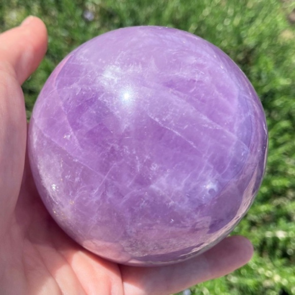 Lilac Amethyst Sphere Crystal Ball w/ Wooden Stand